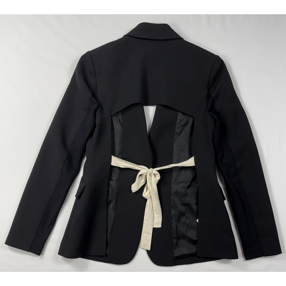 BCBGMAXAZRIA Womens Black Straight Fit Blazer Black Open-Back with Straps XS - Picture 7 of 12